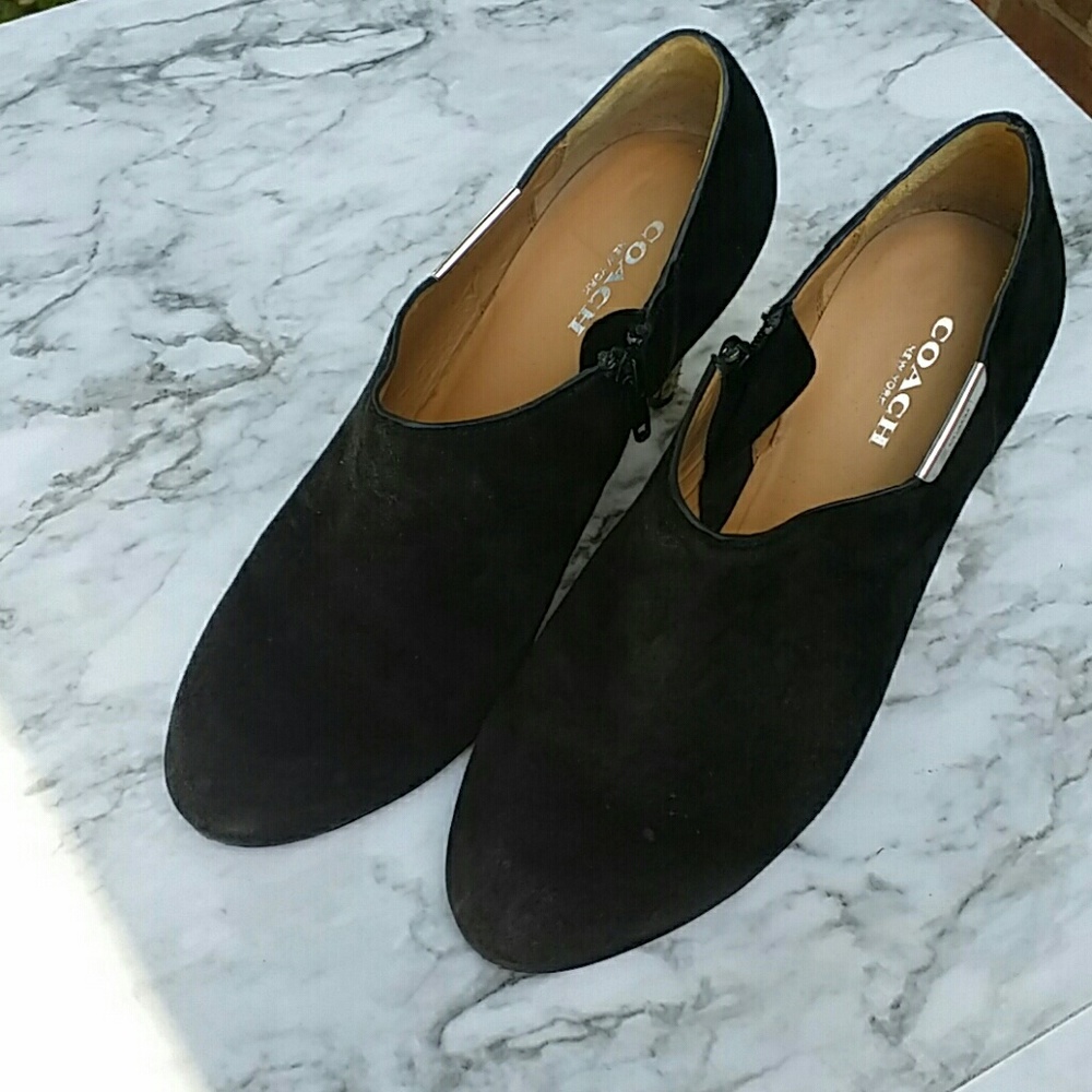 Coach Seneca Black Suede & Python Ankle Booties